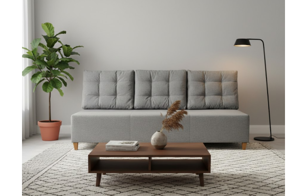 SOFA KANAPA OLA kolor SZARY z funkcją spania sprężyny pojemnik